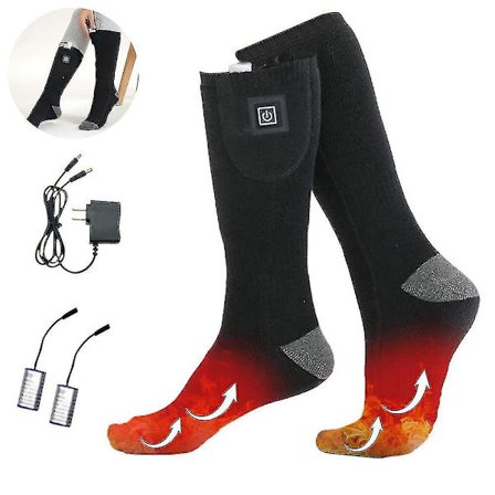 Ctmw 1 Pair Heated Socks With Rechargeable Electric Battery For Men Women Thermal Foot Warmer