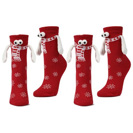 2 Paria Hauskaa Magneettista Pariskunnan Sukkia Joululahjaksi Pehmeät Mukavat Pidetään Kädet Silmäsuunnittelu Elastisen Sukat