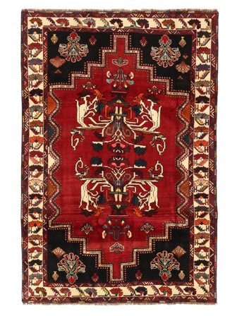 Hand Knotted Persian Qashqai Fine Rug 190X285 Dark Red/Black