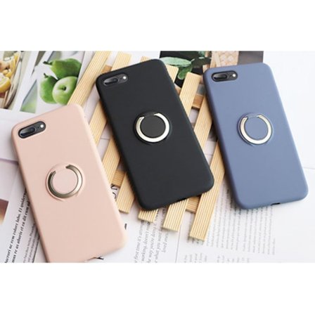 iPhone 7 Plus / 8 Plus silikon mikrofiber skal med ringhållare