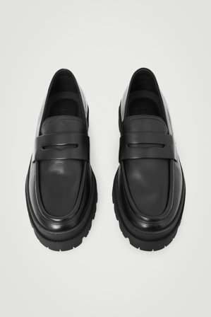 COS Men's Mocasines De Piel De Suela Gruesa in Negro