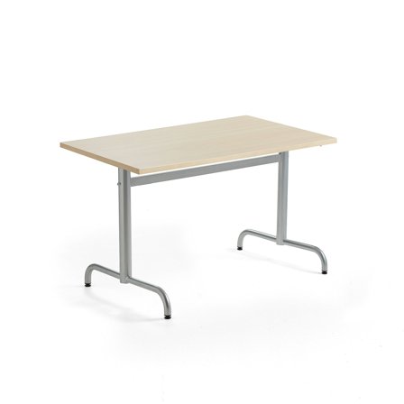 Tisch PLURAL, 1200x800x720 mm, HPL-Platte, Birke, silber