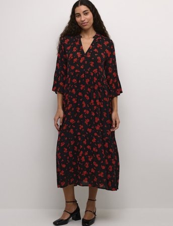 Kaffe Kaamber Long Layer Dress Printed - Black - 34