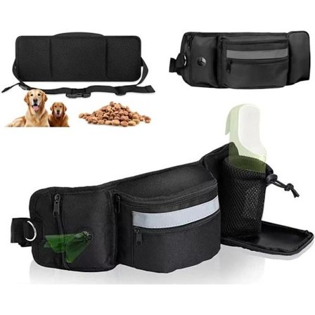 Godbidstaske til hunde - Fodertaske, hundetræningstaske, justerbart taljebånd, hundehoftetaske, tilbehør med afføringspose dispenser