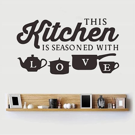 Dette køkken er krydret med kærlighed vægklistermærker køkken dekoration væg klistermærker inspiration citater vinyl vægkunst vægmaleri hjem 