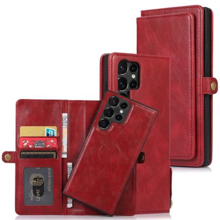 Samsung Galaxy S23 Ultra - Plånboksfodral med 2 in 1 funktion Röd