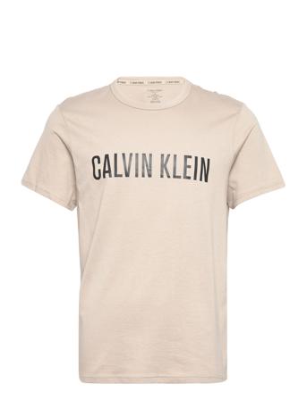 S/S Crew Neck T-shirts Short-sleeved Beige Calvin Klein