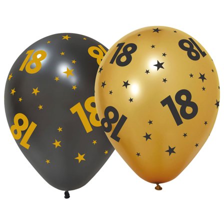 Latexballonger med Stjerner & Tallet 18 6-pakning