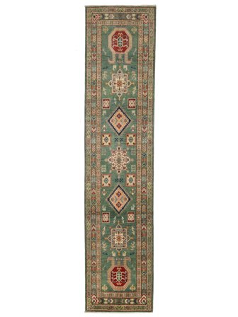 Kazak Fine Rug 78X348 Runner Brown/Dark Yellow Wool, Afghanistan