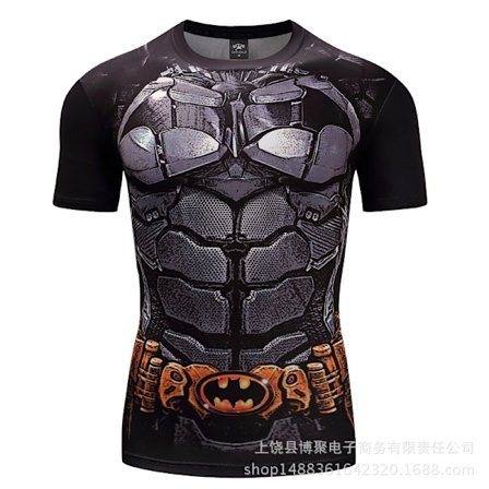 Digital Print Superman Kortærmet Captain America Sports Tætsiddende Tøj Hurtigtørrende Fitness Stretch T-shirt