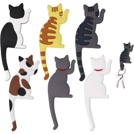 Set of 6 Cat Fridge Magnets for Kids, Kitchen, Office, Photo, Memo, Room Decor