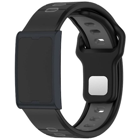 För Huami Amazfit Helio Armband Dubbelfärgat Mjukt Silikon Klockarmband Justerbart Armband Svart+Grå