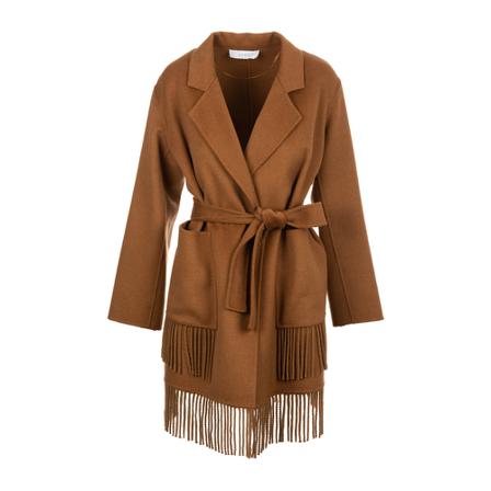 Kaos Belted Coats Brun, Dame Uldfrakker
