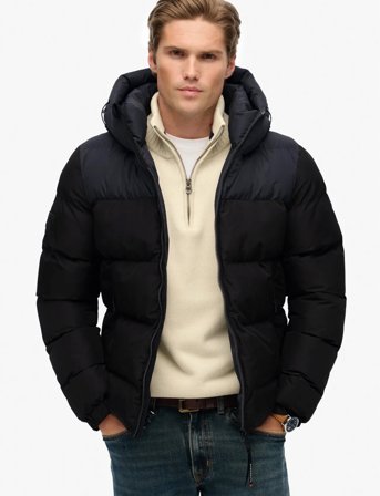 Superdry Sport Colourblock Hooded Puffer Jkt - Black - XXXL