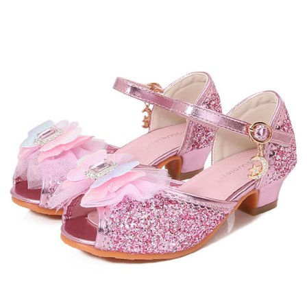 Højhælede sandaler til piger, sommerprinsessesko, fashionable sommerfuglesko til småbørn - Pink - Størrelse 33