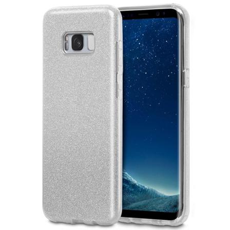 3 I 1 Skal För Samsung Galaxy S8 Strass Silikon Glitter Skinande Silver