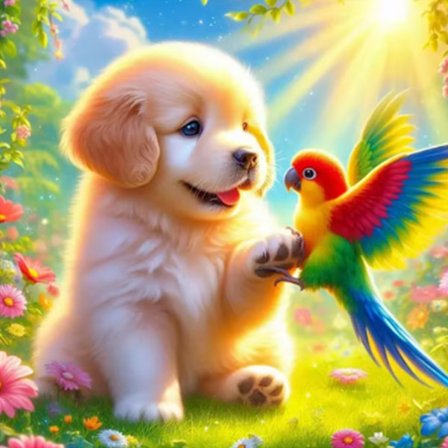 Diamant Broderi Dyr Hund DIY Håndlavet Diamant Maleri Papegøje Fuld Sæt Mosaik Vægdekoration Og Kreative Gaver