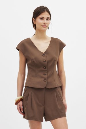 Claire Rose x NA-KD Tailored High Waist Shorts - Højtaljede shorts - Brun - EU 32