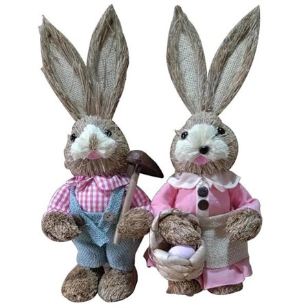 Kangas- söpö keinotekoinen olki-jäniksen pääsiäispupu koriste