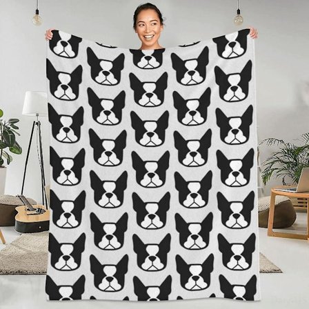 Boston Terrier Ansikte Hund Ny Flanell Plysch Kasta Soffa Filtar Säng Passar Soffa Vardagsrum Filt 40x50 Tum