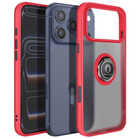 Fodral för iPhone 17 Pro Max med Ringstöd och Magnetfäste Röd