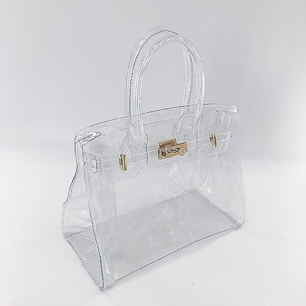 Moderigtige gennemsigtige PVC-håndtasker til kvinder, gennemsigtig plastikpose til arbejde, vandtætte, transparente håndtasker