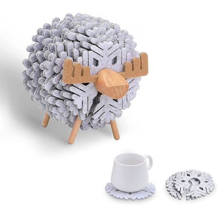 Underläggssats, Söt Filtunderlägg med Stativ, Skyddar Bordsytan, Dekorativt Underlägg för Olika Koppar och Muggar