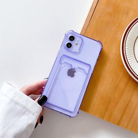 Iphone 12 Stöttåligt Skal Med Korthållare - Lila Lila