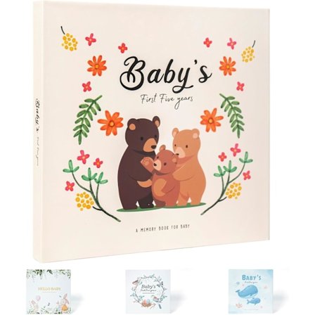 Minnebok for baby - 108 sider, første album, journal, kalender, personlig milepælbok for å registrere hver hendelse fra graviditet til 5 år