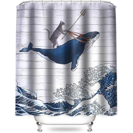 Rolig Katt på Val Shower Curtain Anti-Mögel Vattentät Badrum C
