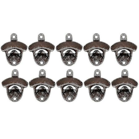 10-pack väggmonterad rustik flasköppnare, vintage-set