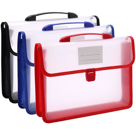 A4 plastmapp, 3 st transparenta mappar dokumenthållare, expanderbar dokumentmapp kuvert med handtag, med visitkortshållare