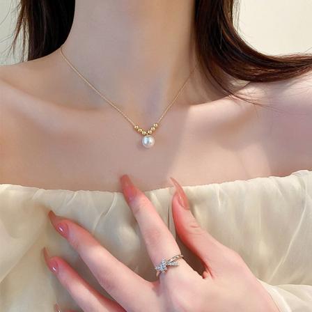 Elegant delikat pärlhängande nyckelbenhalsband för kvinnor Fash
