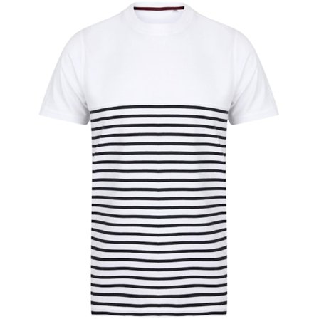 Front Row Vuxen Unisex Breton Randig T-shirt XS Vit/Marinblå