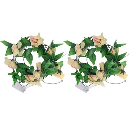 Blomsterlyskæde 2 stk. 7,8ft 20 LED batteridrevet roseguirlande fe lys havefest baggrund vægdekoration