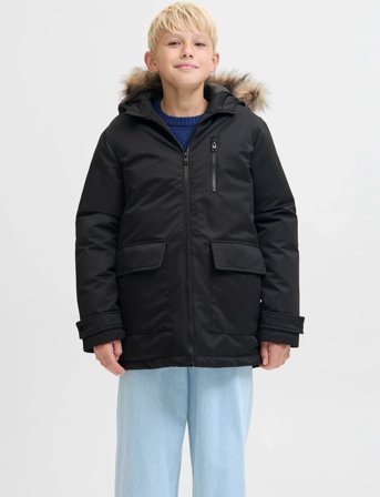 Jack & Jones Jjcharlie Detachable Faux Fur Park Jnr - Black - 152
