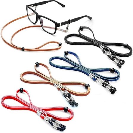 Lasien naru, 4 kpl, jopa 35 cm, kevyt säädettävä lasien naru, aurinkolasien naru, lasien hihna & miesten säädettävät lasit, ruskea, punainen, musta, 