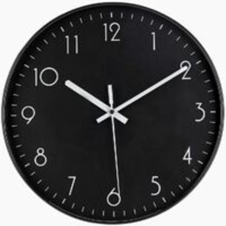 Svart veggklokke, 12'' moderne minimalistisk stille klokke, batteridrevet ikke-tikkende kvartsbevegelse, enkel å se