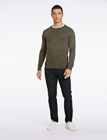 Lindbergh Ecovero L/S O-Neck Knit - Khaki green - L