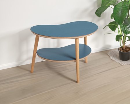 Lille bønne med lav hylde, farve: Lamar. Ben og kanter i egetræ