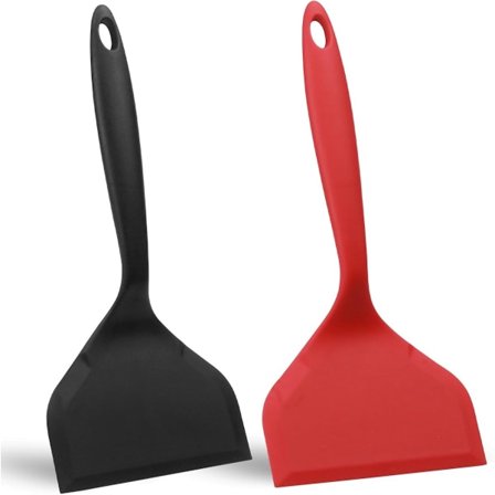 Silikone Spatel, 25,5 x 12 cm, wok spatel, non-stick spatel, silikone, varmebestandig til madlavning og bagning, pandekager, æg, pizzaburgere, rød