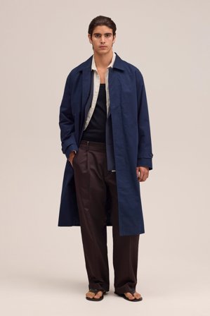 NN.07 Gibson Trenchcoat Herre Blå Økologisk Bomuld