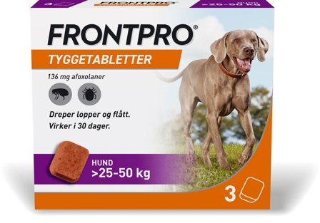 Frontpro 136 mg tyggetabletter til hund (>25-50 kg) 3 stk