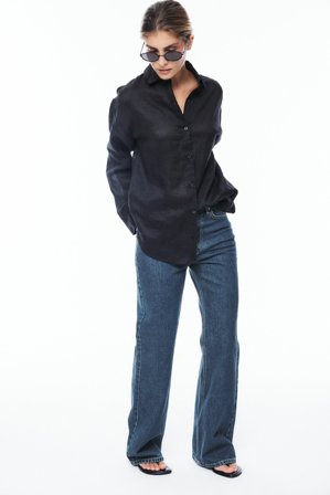 NA-KD - Bridge jeans med høyt liv og ben med klokkeform - Flared jeans - Blå - EU 46