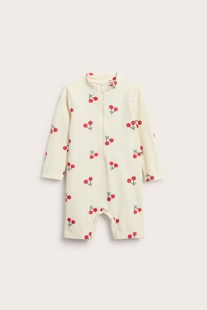 Kappahl | UV-dräkt med körsbär Ljusbeige 74/80 | Ljusbeige