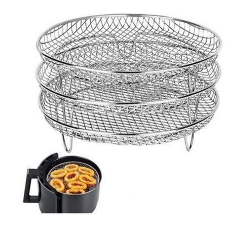 3 st Air Fryer-ställ Airfryer Korgfack Rostfritt stål - Rund