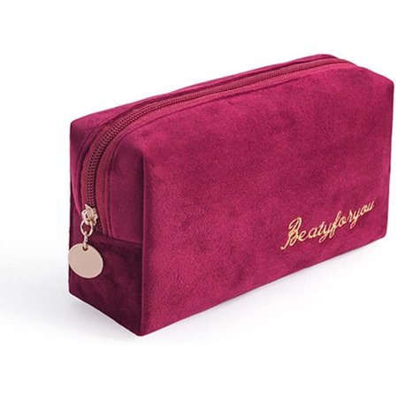 Kosmetiktaske Rejsetaske Makeup Taske Organizer Fløjl Toilettaske Taske eller Pung Penalhus med Lynlås Bærbar Vasket