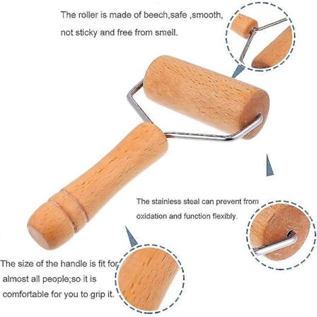 Kavel Pizzarulle T-form Och H-form Bokträ För Bakning Baktillbehör Pizza (2 st)