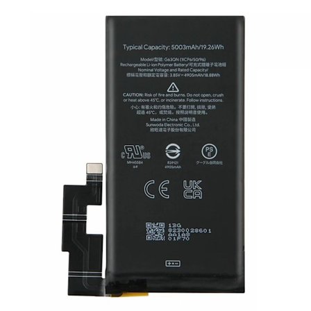 Batteri För Google Pixel 6 Pro 5G 3.85V 4905mAh Li-Polymer Kod: G63QN