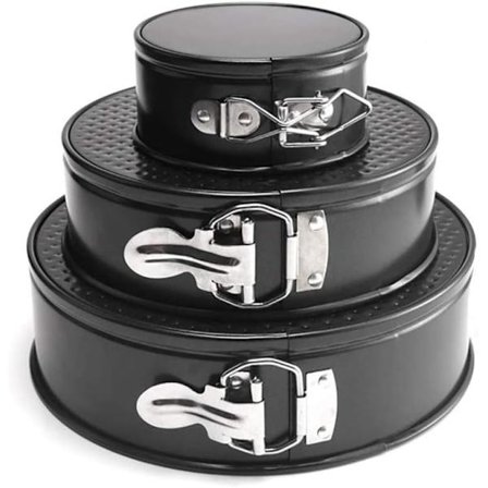 3 kakeformer, runde springformer med avtakbar bunn